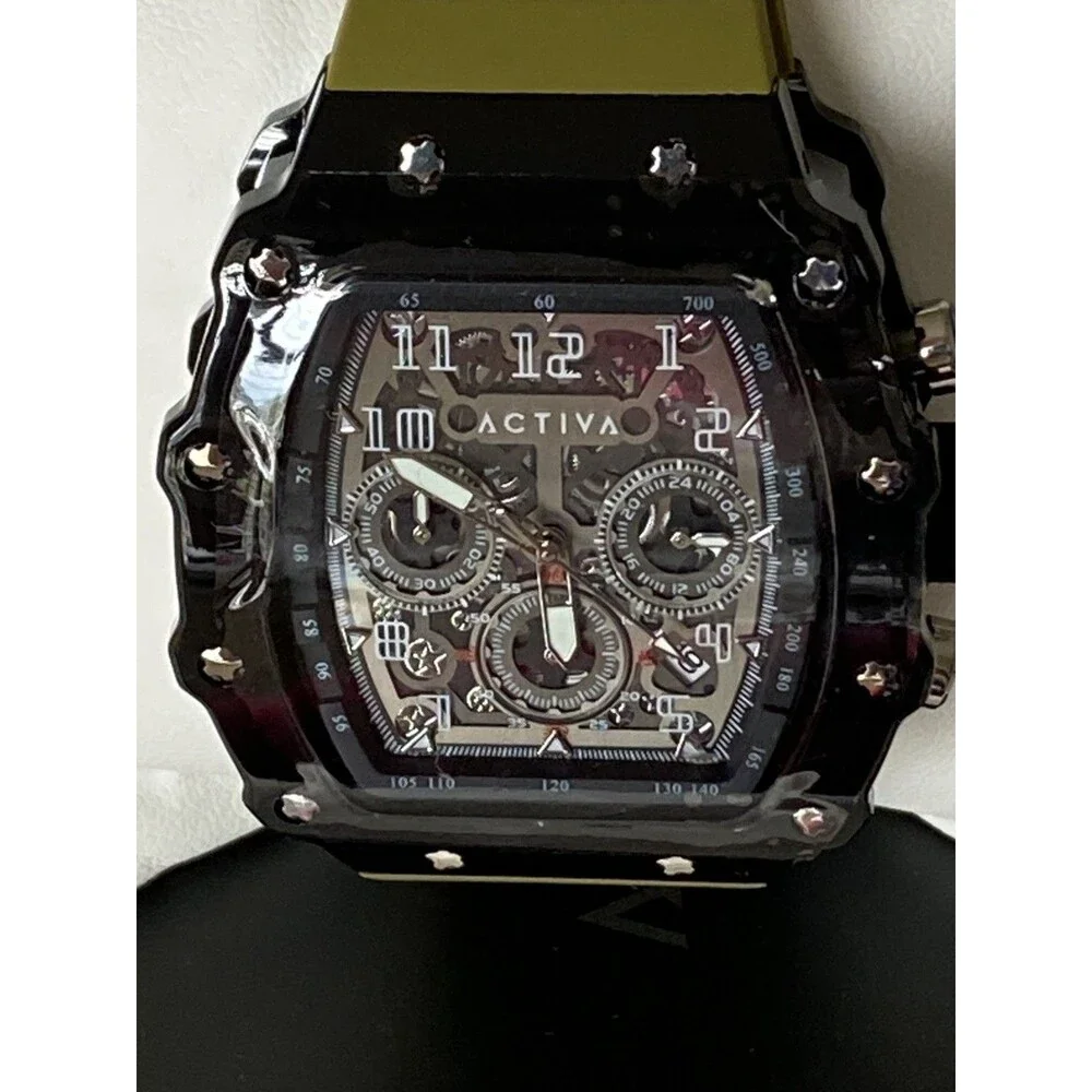 Activa Circuit X Invicta Skeleton Dial PC Case Material Olive / Black Watch NEW